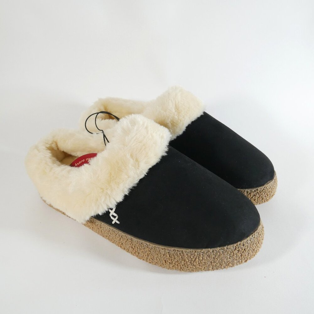 Womens Sz 9 Everfoams Slippers ~ Brown ~ Microsuede ~ Shearling ~ Memory Foam